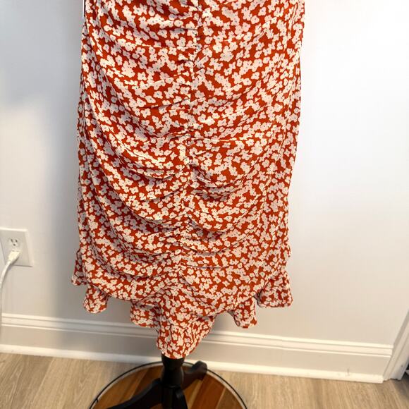 ASTR The Label Ditsy Floral Ruffle Mini Dress In Rust Orange White Size XL New - Picture 12 of 15